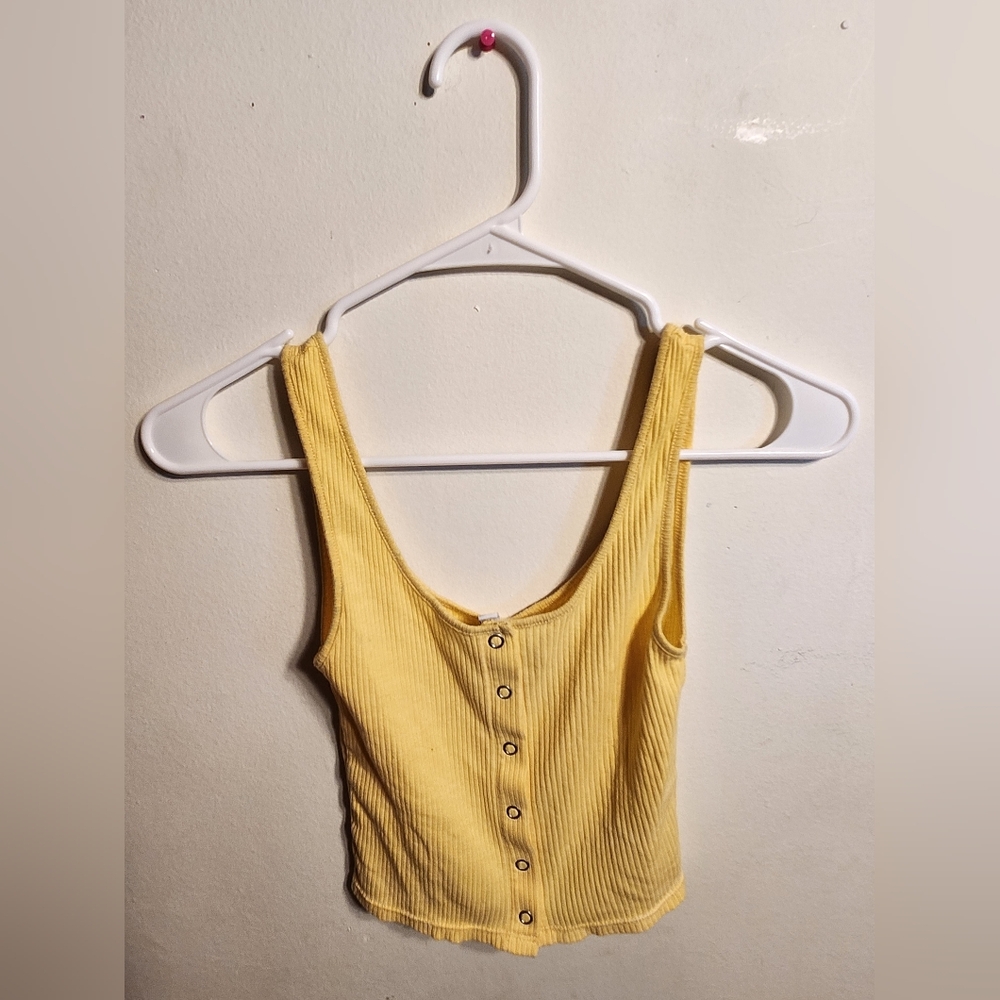 Yellow button up tank top